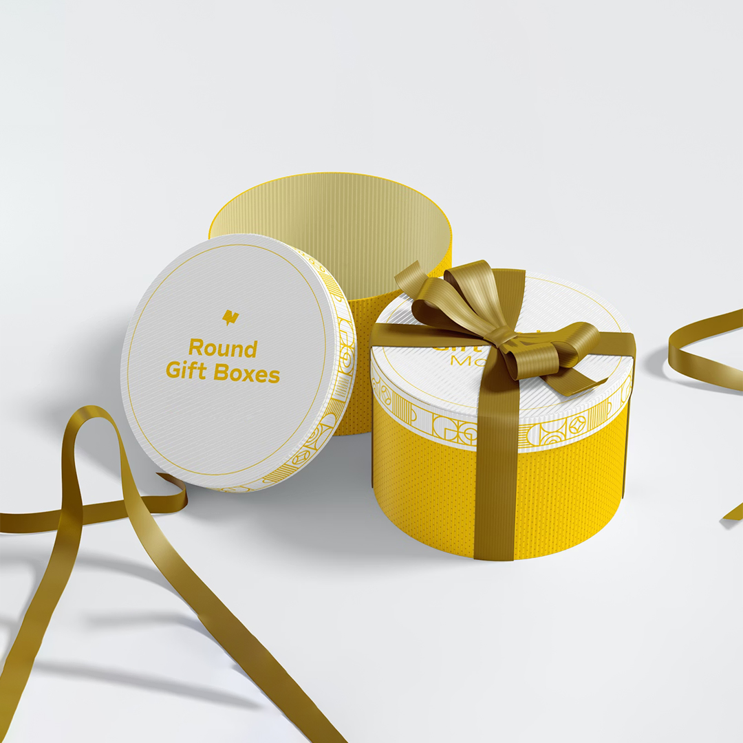 Kraft round gift containers wholesale